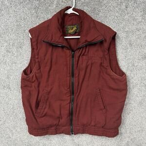 Vintage 80s Branded Lion Vest Mens L Red Black Quilted Puffer Grunge Gorpcore